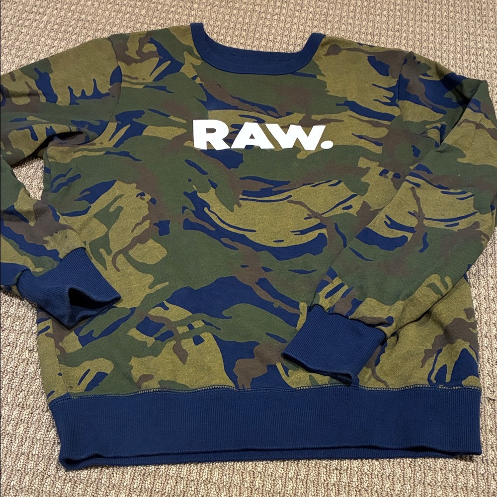 G-Star RAW Camouflage Crewneck Sweater - Green and Blue